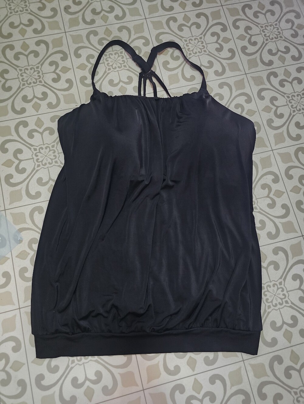 Swim by Cacique Swim Plus Size 26 Black No Wire Blouson Swim Top Tankini!